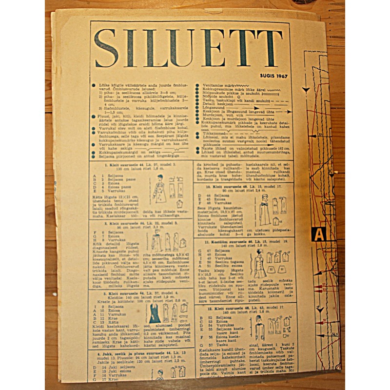 Ajakirja Siluett lõikeleht, Sügis 1967