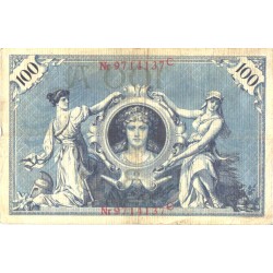 Saksamaa:100 marka 7.2.1908, punane seerianumber, VF