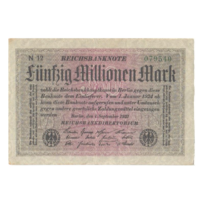 Saksamaa:50 miljonit marka 1.9.1923, XF