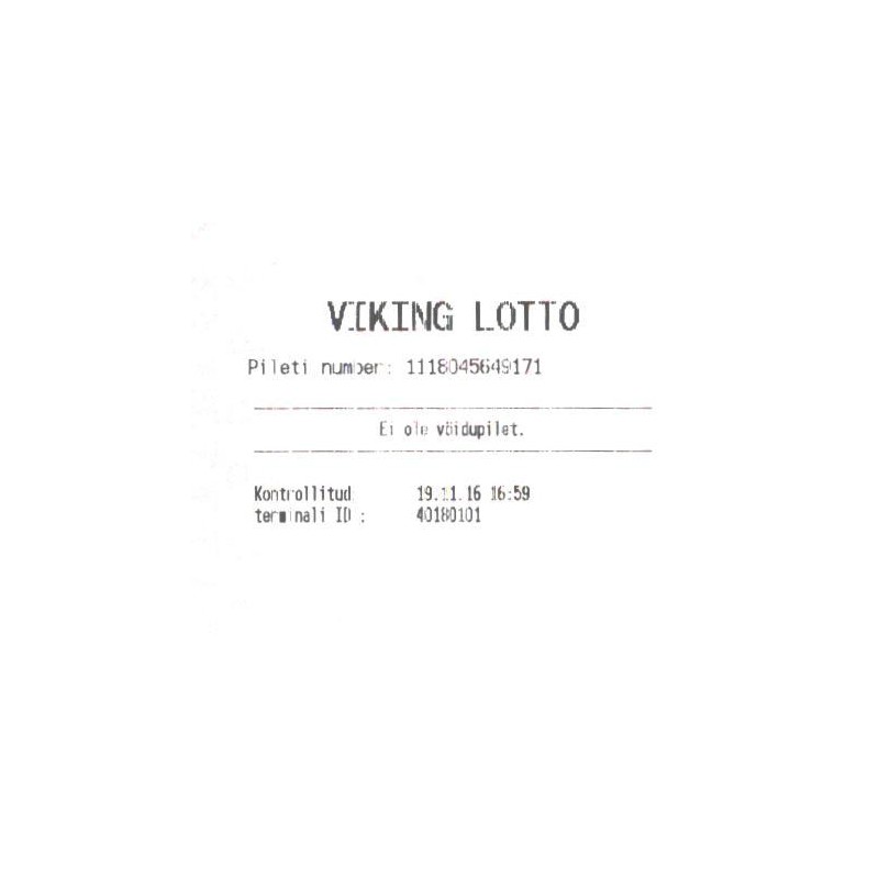Loteriipilet, Viking lotto, ei ole võidupilet, 2016