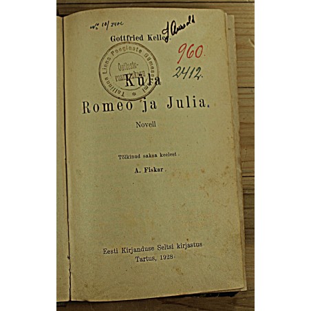 Gottfried Keller:Küla Romea ja Julia, Tartu 1928