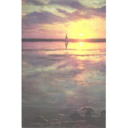 Õhtu rannas päikeseloojangu ja jahiga, 1974