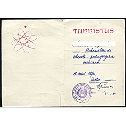 copy of Eesti NSV Rahvaülikoolide nõukogu Tunnistus, 1971