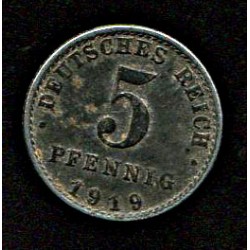Saksamaa:5 pfennig 1919, VF