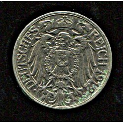 Saksamaa 25 pfennig 1912, täht F, VF