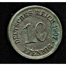 Saksamaa 10 pfennig 1907,...