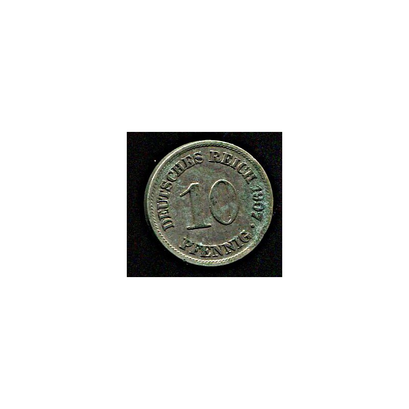 Saksamaa 10 pfennig 1907, täht A, VF