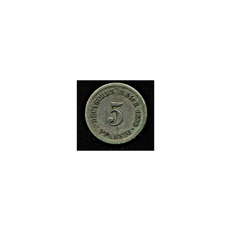 Saksamaa 5 pfennig 1888, täht A, VF