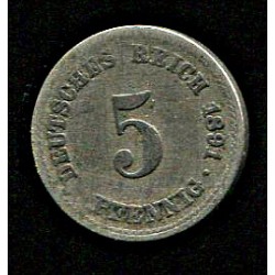 Saksamaa 5 pfennig 1891,...