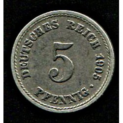 Saksamaa 5 pfennig 1905,...
