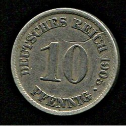 Saksamaa 10 pfennig 1905,...