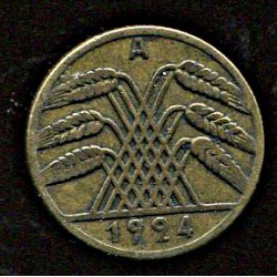 Saksamaa 10 rentenpfennig 1924, Täht A, VF