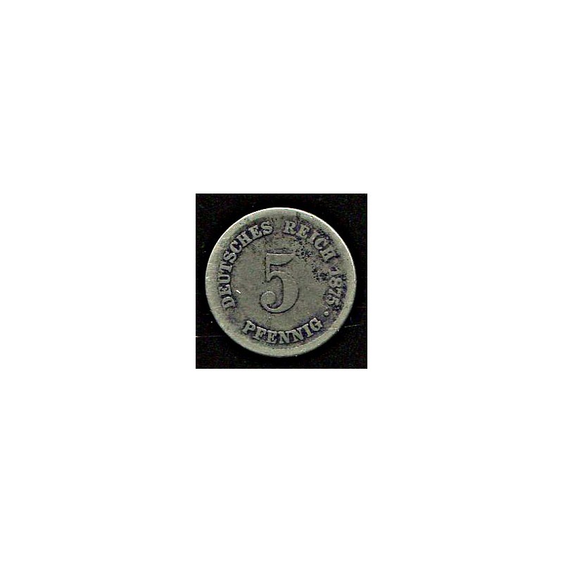 Saksamaa 5 pfennig 1875, täht B, VF-