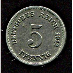 Saksamaa 5 pfennig 1913,...