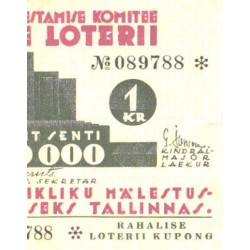 Vabadussõja Mälestamise komitee loteriipilet, poolpilet, 1934