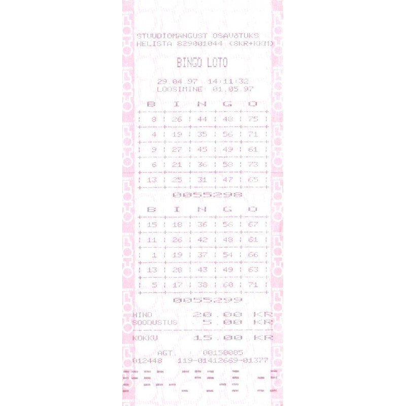 Bingo loto loteriipilet, 2 välja, 1997
