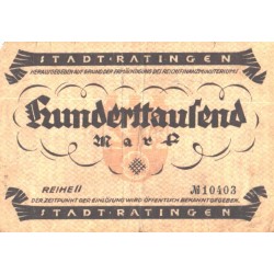 Saksamaa notgeld, Stadt Ratinhen, 100000 marka, 1923, VF