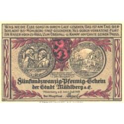 Saksamaa notgeld, Stadt Mühlberg, 25 pfennigit, 1921, UNC