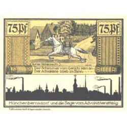 Saksamaa notgeld, Stadt Münchenbernsdorf, 75 pfennigit, 1921, UNC