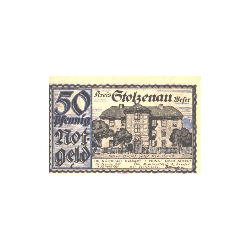 Saksamaa notgeld:Kreis Stolzenau 50 pfennig 1921, UNC