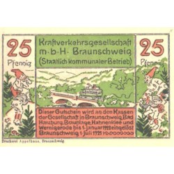 Saksamaa notgeld:Kraftverkehrsqesellschaft M-B-H- Braunschweiq 25 pfennig 1921, UNC
