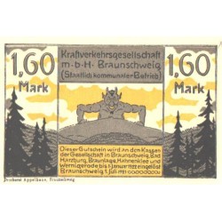 Saksamaa notgeld:Kraftverkehrsqesellschaft M-B-H- Braunschweiq 1,60 marka 1921, UNC