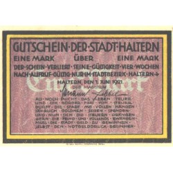 Saksamaa notgeld:Stadt Haltern 1 mark 1921, UNC