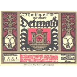 Saksamaa notgeld:Stadt Detmold 50 pfennig 1920, UNC