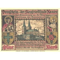 Saksamaa notgeld:Siegfriedstadt Xanten 1 mark 1921, UNC