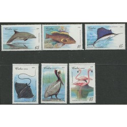 Kuuba 7 marki 1994, linnud, delfiin, kalad, täissari, MNH