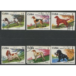 Kuuba 6 marki 1980, Koerad, spanjel, setter, täissari, Templiga