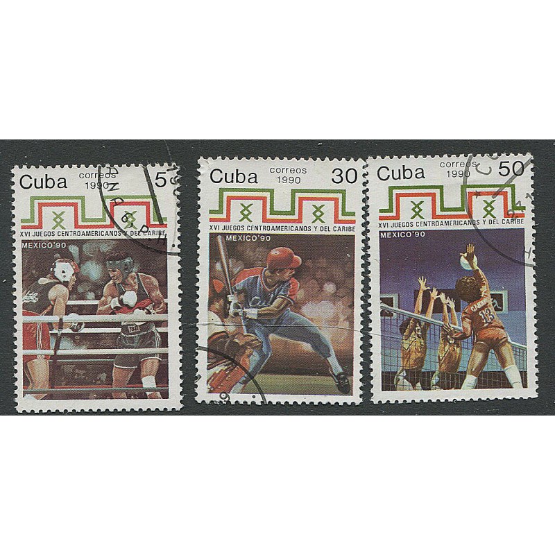 Kuuba 3 marki 1990, sport, poks, võrkpall, pesapall, Täissari, Templiga