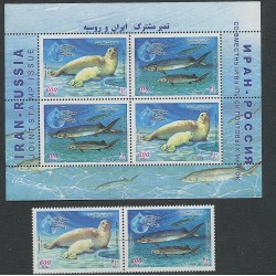 Iraani ja Venemaa ühisväljaanne 2003, Hüljes ja kala, 2m ja plokk, Täissari, MNH