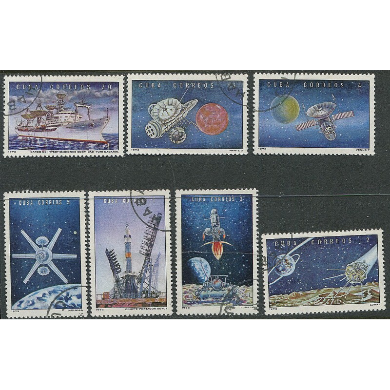 Kuuba 7 kasutatud marki kosmos, 1973, täissari