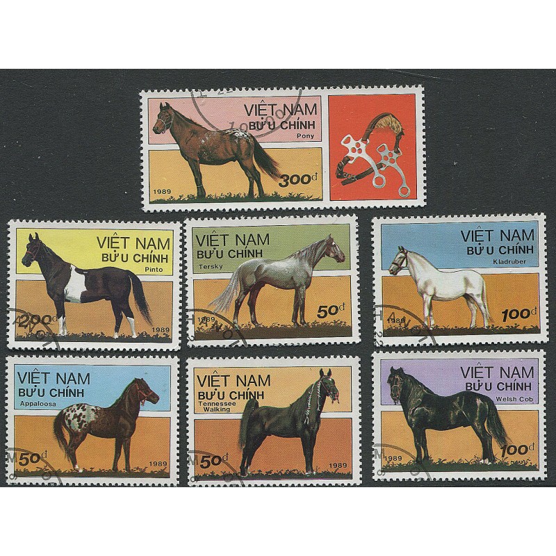 Viet Nami 7 kasutatud marki hobused, 1989