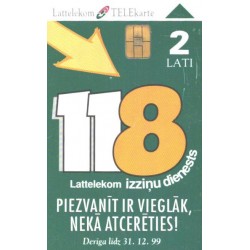Läti telefonikaart 2 latti, 118, 1999