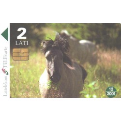 Läti telefonikaart 2 latti, hobused, WWF, 2001