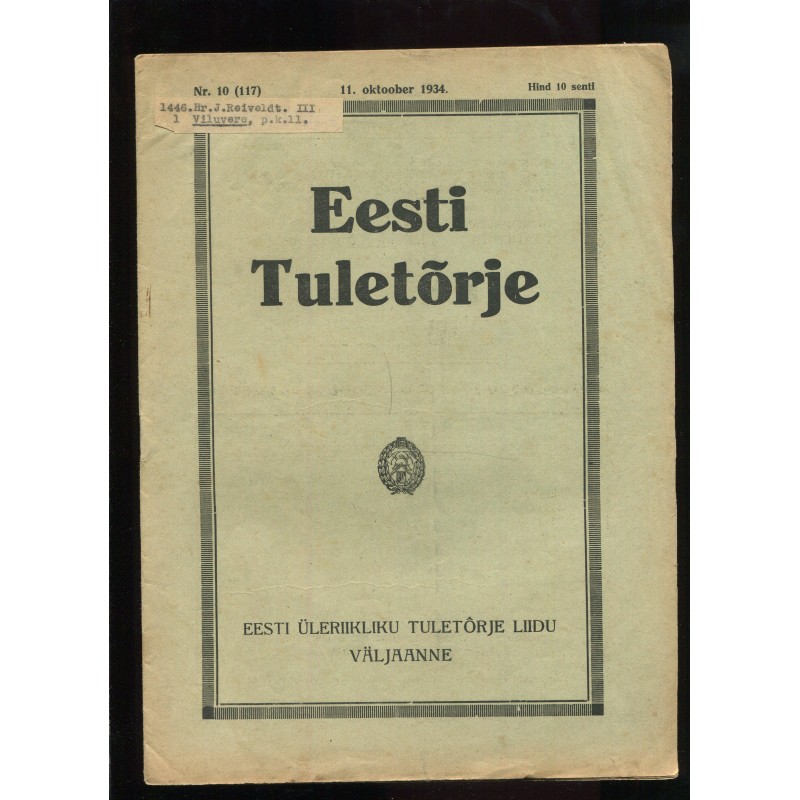 Ajakiri Eesti Tuletõrje 10/1934