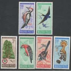 Ungari:Margisari linnud, pääsuke, rähn, 1966, MNH
