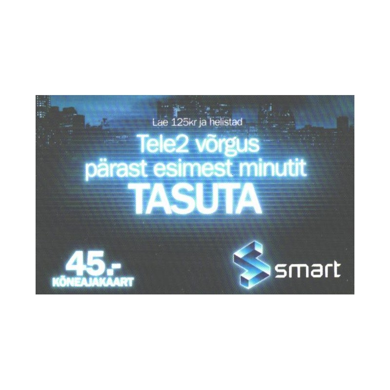 Eesti telefonikaart Smart kõneajakaart, Tele2, 45 krooni, 2015