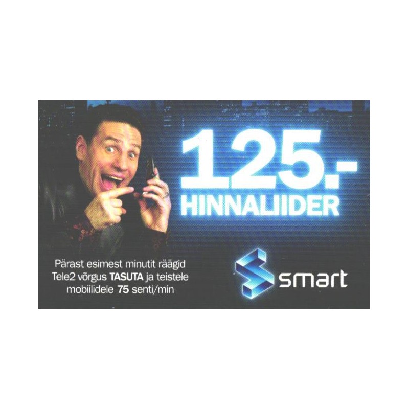 Eesti telefonikaart Smart kõneajakaart, Tele2, 125 krooni, 2014