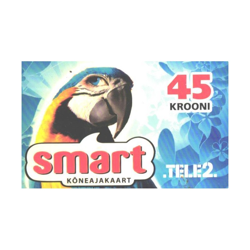 Eesti telefonikaart Smart kõneajakaart, Tele2, 45 krooni,papagoi, 2012