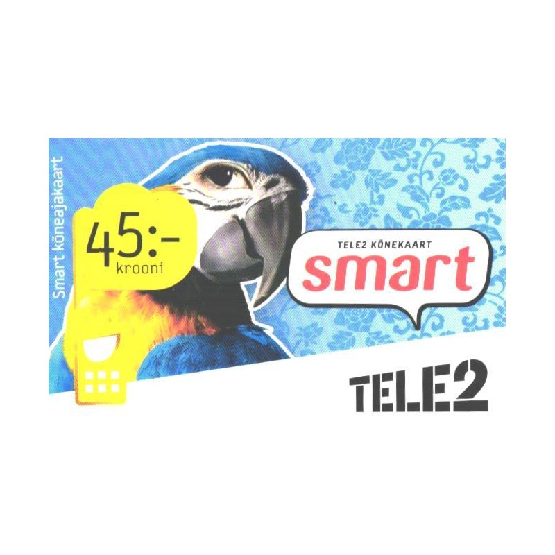 Eesti telefonikaart Smart kõneajakaart, Tele2, 45 krooni, papagoi, 2013