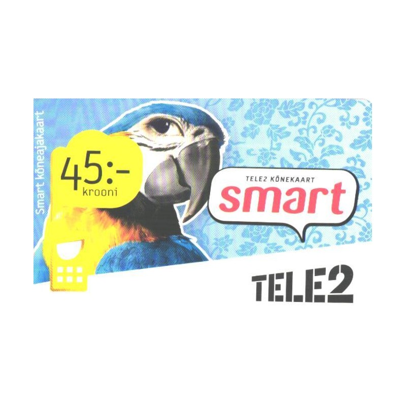 Eesti telefonikaart Smart kõneajakaart, Tele2, 45 krooni, papagoi, 2013