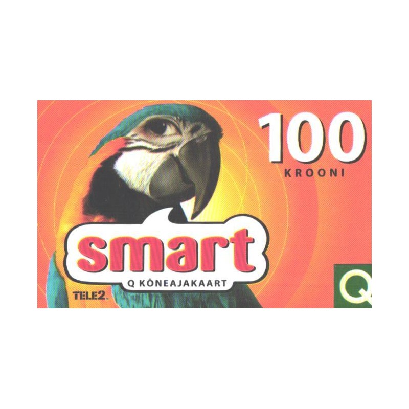 Eesti telefonikaart Smart kõneajakaart, Tele2, 100 krooni, Q, papagoi, 2002