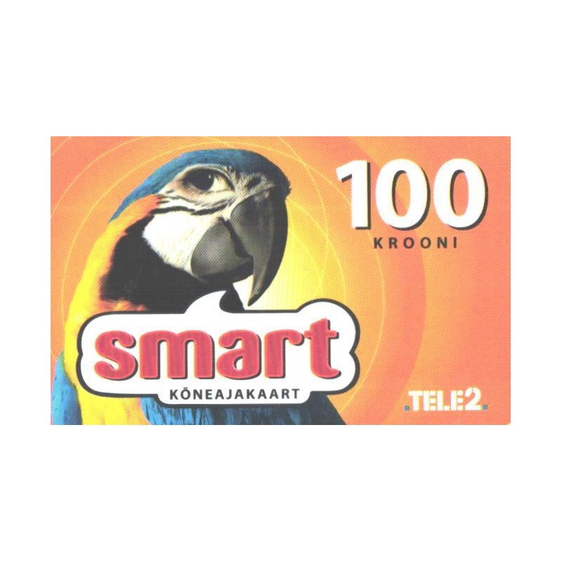Eesti telefonikaart Smart kõneajakaart, Tele2, 100 krooni, papagoi, 2004