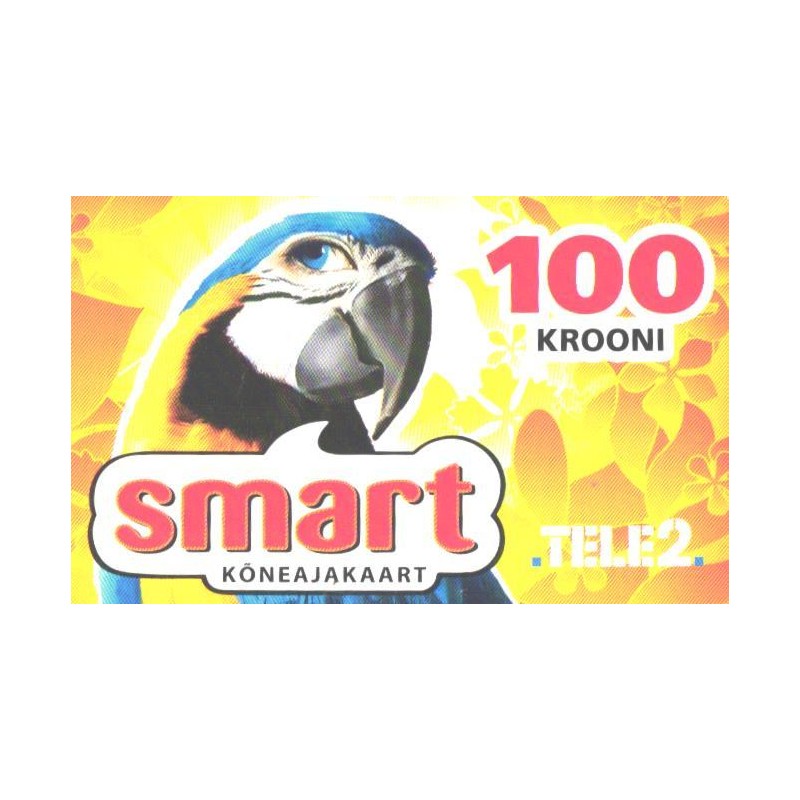 Eesti telefonikaart Smart kõneajakaart, Tele2, 100 krooni, papagoi, 2007