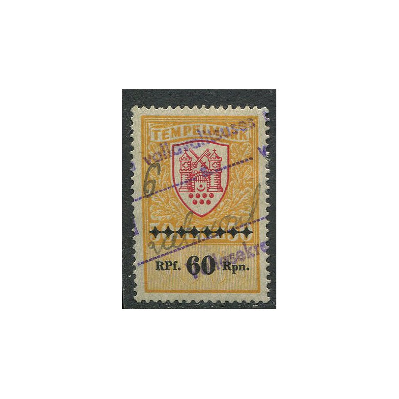 Eesti 50 sendine kasutatud tempelmark Saksa 60 rpn. ületrükiga, enne 1945