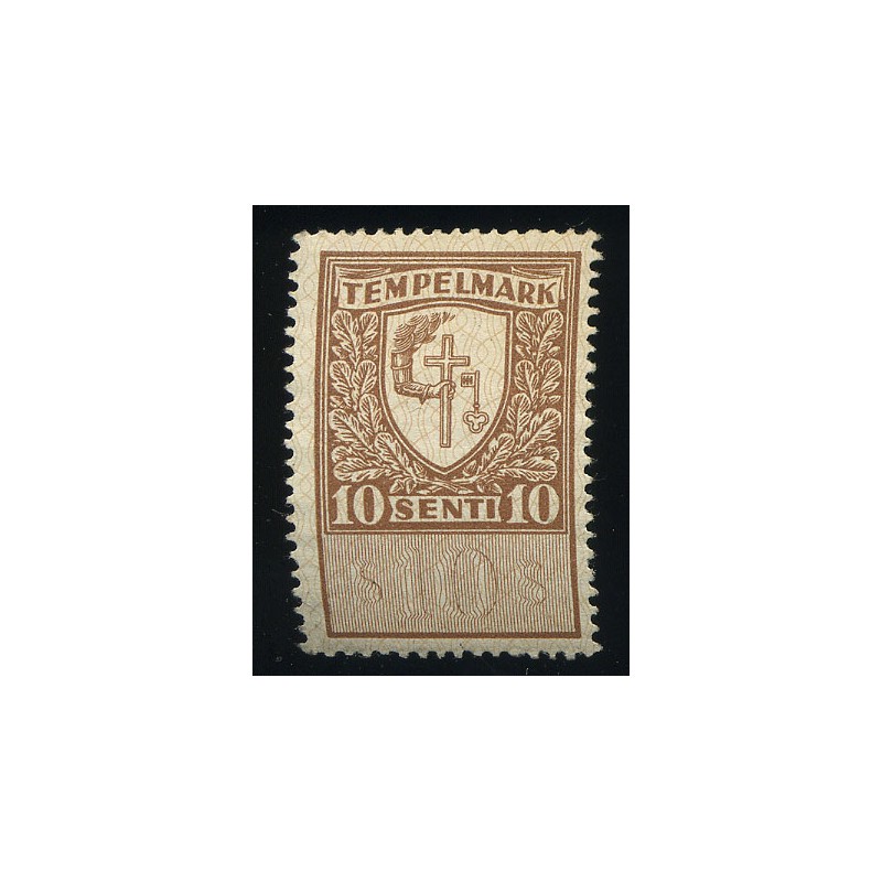 Eesti 10 sendine tempelmark, kasutamata, liimiga