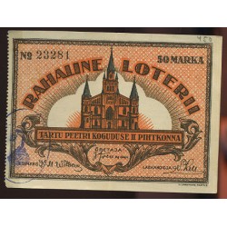 Eesti:Tarti Peetri koguduse II pihtkonna rahaline loteriipilet, 1924, 50 marka